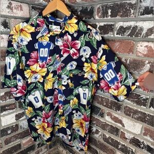 Vintage Dallas Cowboys NFL Sun & Turf Floral Hawaiian Themed Casual Button Shirt